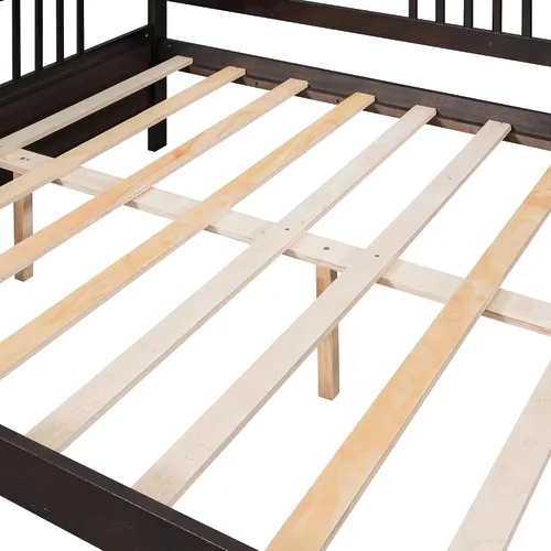 Vista 8 de Harper & Bright Designs Sofá cama de madera tamaño matrimonial, sofá cama tamaño matrimonial con soporte de listones de madera, sofá cama