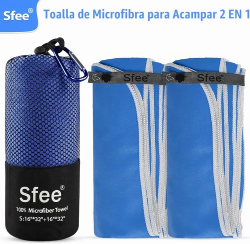 Vista 4 de Paquete de 2 toallas de viaje de microfibra, toalla de camping de secado rápido, súper absorbente, compacta, ligera, juego de toallas de gimnasio