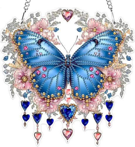 Vista 25 de MXJSUA Atrapasoles con pintura de diamante de águila calva americana, kits de arte de diamantes para adultos, adornos colgantes con cadena