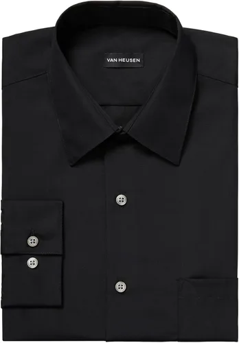 Vista 3 de Van Heusen Mens Dress Shirt Regular Fit Poplin Solid Negro