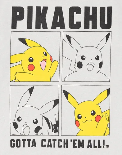 Vista 3 de Pokemon Camiseta para niños ropa de patinador color gris pikachu