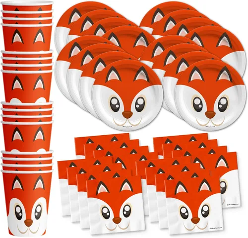Vista 14 de Juego de suministros para fiesta de cumpleaños de Oso, juego de platos, servilletas, vasos, kit de vajilla para 16