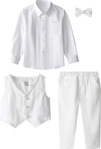 Vista 61 de A&J DESIGN Conjunto de traje de caballero para niños pequeños, 3 piezas, camisas, chaleco y pantalones
