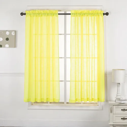 Vista 34 de 2 piezas de cortinas de aspecto de lino sólido y elegante, paneles totalmente cosidos, niveles de tratamiento de ventanas
