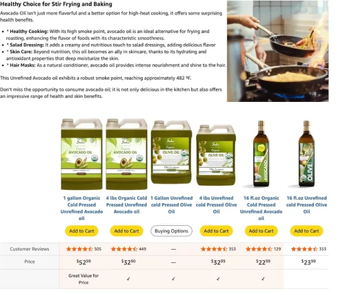 Vista 2 de Aceite de aguacate crudo virgen extra sin refinar orgánico certificado de 4 libras/64 onzas líquidas