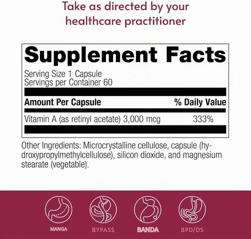 Vista 4 de Bariatric Advantage Vitamina A 3,000 mcg - para pacientes de cirugía bariátrica - Mini cápsulas fáciles de digerir - Suplementos de vitamina A