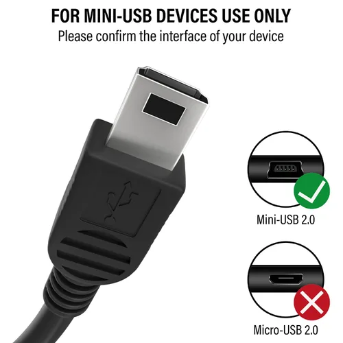 Vista 2 de Maeline Cable USB 2.0 para cámara Mini USB de carga Mini B Cable Perfecto (paquete de 1) Negro