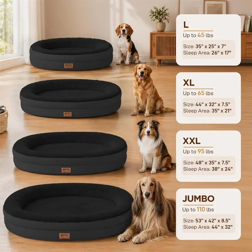 Vista 5 de Cama ortopédica lavable grande para perros: Cama de espuma viscoelástica impermeable para mascotas con refuerzos - Funda ortopédica extraíble