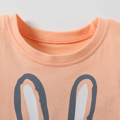 Vista 4 de Camiseta casual de algodón con mangas con volantes para niñas pequeñas, de 2 a 7 años