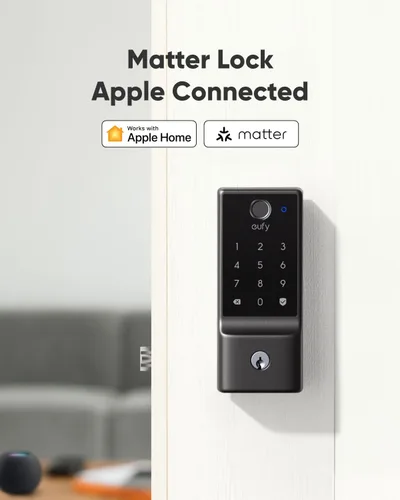 Vista 8 de eufy Smart Lock E31, cerradura inteligente para puerta con entrada sin llave y huella dactilar compatible con el ecosistema Apple Home, para puerta