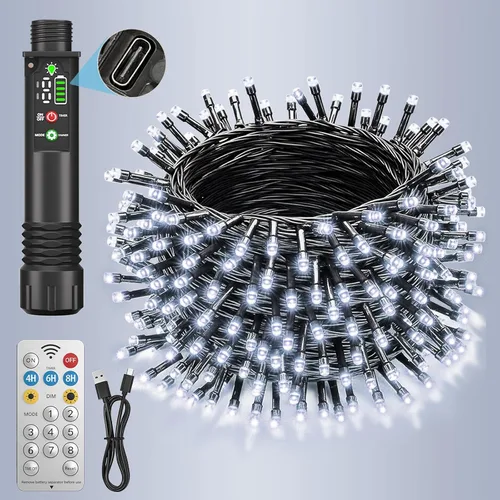 Vista 12 de Paquete de 2 tiras de luces recargables con control remoto, color blanco Blanco cálido