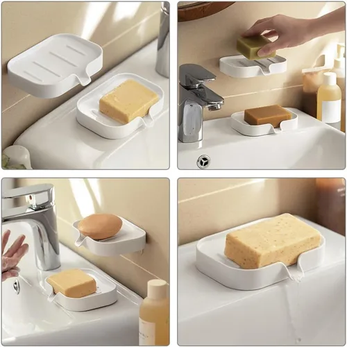 Vista 7 de Alipis Jabonera de baño autodrenante, jabonera ahorradora de jabón para ducha, baño, cocina, fregadero, bañera, esponjas de afeitar, suministros