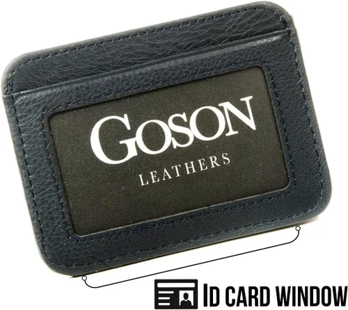 Vista 21 de Goson Cartera de cuero con clip para dinero para hombre, billetera de bolsillo frontal, tarjetero de crédito, cartera minimalista delgada