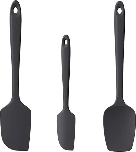 Vista 11 de Juego de 3 espátulas de silicona resistentes al calor, 600 ºF, utensilios de cocina antiadherentes sin BPA para mezclar sin costuras, plegar, raspar