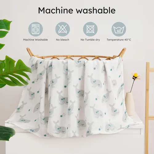 Vista 7 de Yoofoss Mantas de muselina orgánicas, 47 x 47 pulgadas, manta de recepción para bebés niños y niñas, esenciales para recién nacidos, suaves
