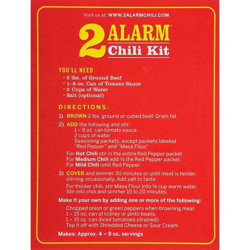 Vista 2 de Kit de Chile Estilo Tejano 2 Alarm de Wick Fowler's (4 Cajas - 3.3 oz cada una)