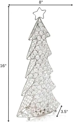 Vista 2 de Modern Day Accents Escultura de árbol de Navidad de cristal, 16 pulgadas de altura, transparente, plata, vidrio, hierro, decoración navideña al aire
