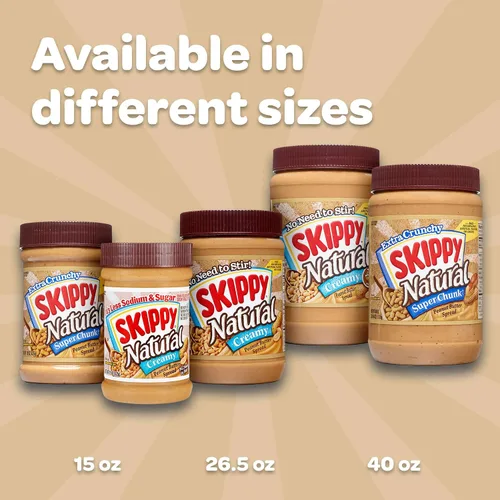 Vista 9 de Skippy Mantequilla de maní natural, 1/3 menos sodio y azúcar, 15 oz