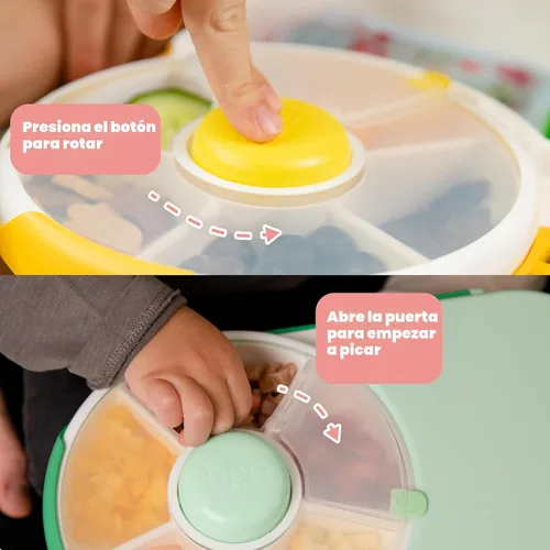 Vista 3 de GoBe Lonchera para niños con spinner desmontable para aperitivos, paquete con correa de mano y hoja de calcomanías, contenedor de almuerzo