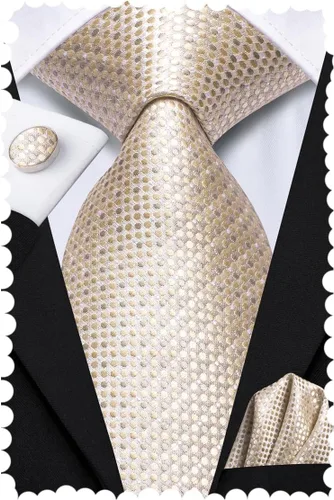 Vista 143 de Hi-Tie Corbata clásica de cachemira para hombre con pañuelo y gemelos a cuadros