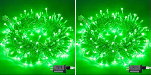 Vista 64 de JMEXSUSS - Tira de 100 luces led para interiores, 8 modos, enchufables, parpadeantes, 33 pies, luces navideñas para exteriores, a prueba de agua