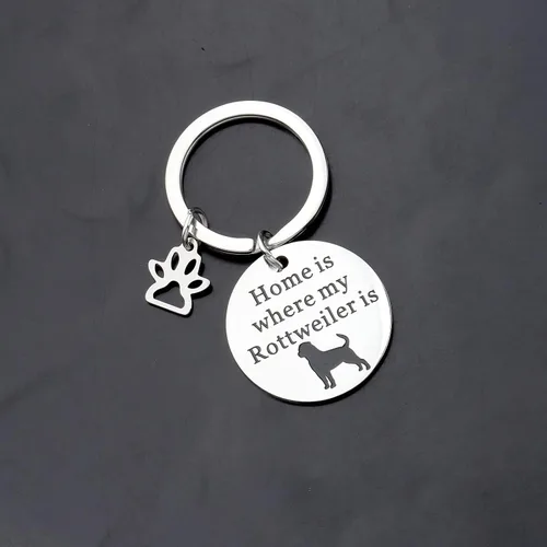 Vista 4 de Rottweiler Gift Home Is Where My Rottweiler Is Keychain Rottweiler Dog Jewelry