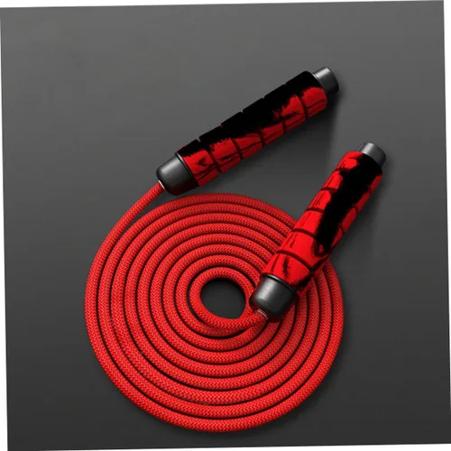 Vista 5 de Holibanna Duplex Bearing Weighted Jump Cord for Adults and Students Fast Rotation Fitness Equipment for Home Gym Outdoor Workout Red