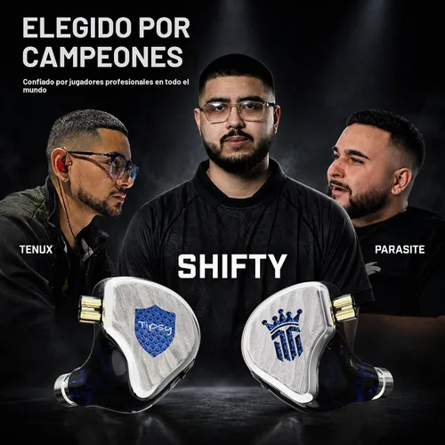 Vista 2 de Tipsy TG4 Gaming IEMs con micrófono, auriculares híbridos para juegos de 4 controladores, aplicación EQ personalizada y control web, modos de juego