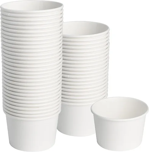 Vista 9 de ESSENTIAL Tazas de helado de papel con tapas, 50 piezas de 8 onzas, cuencos desechables de postre con tapas para alimentos calientes o fríos