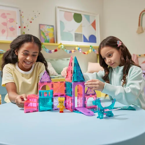 Vista 6 de Magna-Tiles Castle - Juego de construcción magnética de 25 piezas, la marca original de construcción magnética