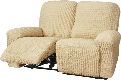 Vista 41 de vctops 4 fundas para sillas reclinables con textura de sirsaca a cuadros, suaves y elásticas, protector de muebles antideslizante con parte inferior