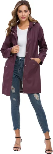 Vista 5 de Fahsyee Raincoat Women, Rain Jacket Waterproof Raincoat Hooded Windbreaker Outdoor Long Active