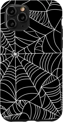 Vista 27 de iPhone 16 Spider Web Halloween Pattern Spooky on Black Case