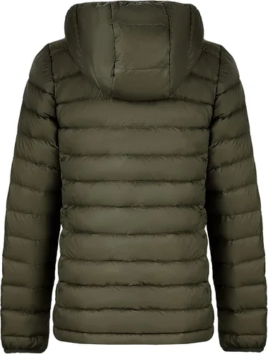 Vista 2 de Orolay Chaqueta ligera de plumón plegable para mujer, abrigo acolchado con cuello alto