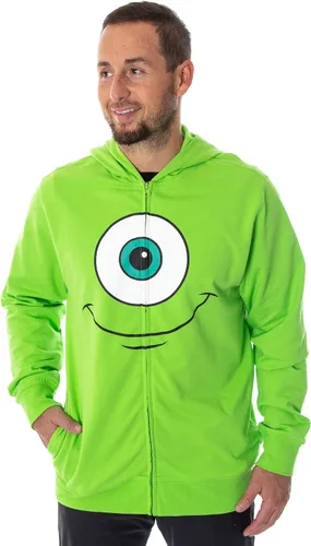 Vista 3 de Disney Monsters Inc Mike Wazowski - Sudadera con capucha en 3D forro polar verde con licencia oficial de star wars silent one crew M