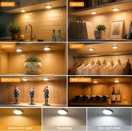 Vista 3 de Luces LED inteligentes de disco, iluminación regulable debajo del gabinete con control de aplicación Bluetooth, sincronización de música