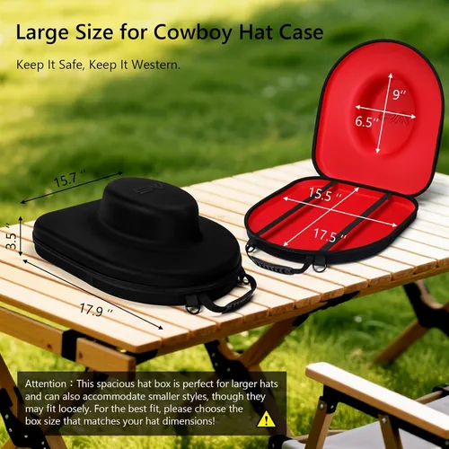 Vista 5 de Anysiny Caja para sombreros de viaje, a prueba de aplastamientos, estuche de viaje para sombreros de vaquero, caja de almacenamiento, organizador