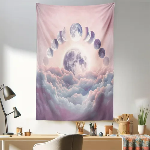 Vista 18 de Ambesonne Tapiz Trippy, vista panorámica de la cascada con bosques de ensueño y mandala oriental psicodélico, decoración de tela para colgar