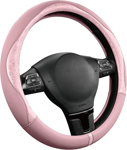 Vista 13 de PIC AUTO Funda para volante, diseño de retazos de cuero negro estampado y azul, ajuste universal de 14.5 a 15.5 pulgadas, antideslizante, sin olor