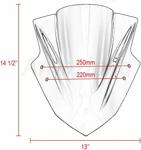 Vista 7 de Amazicha Parabrisas para Kawasaki Ninja 300 EX300R EX300 2013 2014 2015 2016 2017 (negro) pantalla deflector de viento de doble burbuja