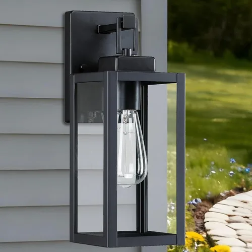 Vista 8 de Paquete de 2 Luces de Aplique para Exteriores - Luz de Pared Exterior de 12 Pulgadas, Aplique Exterior de Acero y Vidrio para Porche, Farol de Pared