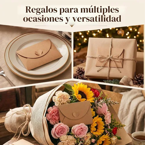 Vista 6 de HANSGO 100 mini sobres para tarjetas de regalo, portadores de tarjetas de regalo de 4 x 2.8 pulgadas con cierre de corazón, para bodas, cumpleaños