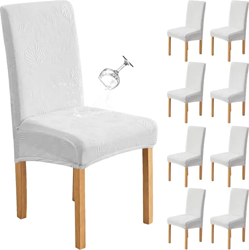 Vista 11 de Genina - Juego de 2 fundas impermeables para sillas de comedor, fundas para sillas de cocina, color beige