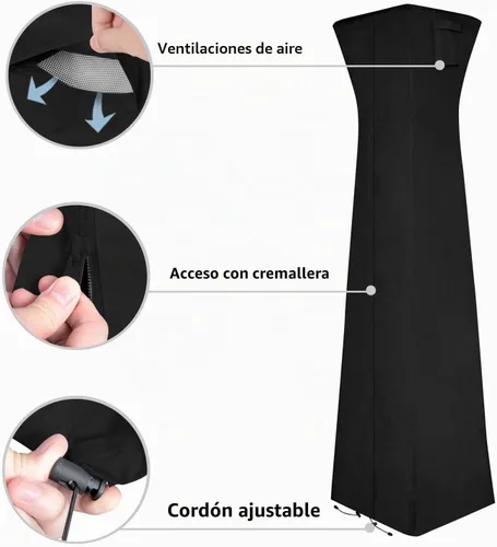 Vista 4 de Easy-Going - Funda piramidal para calentador de patio, 90 pulgadas de alto x 23 pulgadas de largo x 23 pulgadas de ancho, color negro
