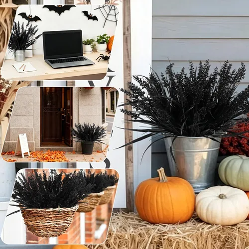 Vista 8 de RECUTMS Flores falsas negras otoño al aire libre vegetación decoración de Negro