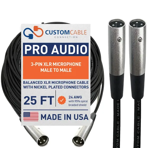 Vista 26 de Custom Cable Connection 25 pies XLR hembra a hembra 3 Pin Economy Cable