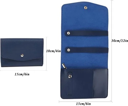 Vista 3 de SUQMZAK Organizador de joyas rollo de joyería plegable para almacenamiento diario o viajes adecuado para anillos collares aretes pulseras mini