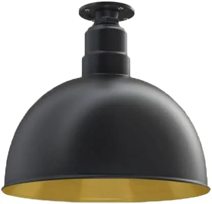 Vista 24 de Steel Lighting Co. Colgante de cuenco rosa Lámpara montada en el techo Cúpula de 15 pulgadas vástago de 12 pulgadas Estilo granero de acero