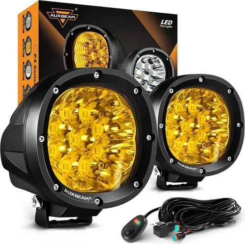 Vista 7 de Auxbeam Paquete de 2 unidades de luces LED de haz de inundación de la serie Luces de inundación blancas de la serie P4
