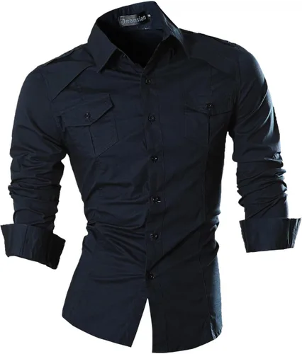 Vista 30 de jeansian - Camisas de manga larga de ajuste entallado para hombre (8397), con botones, informales y de vestir.